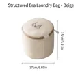 Beige cylindrical mesh bra laundry bag with embroidery, size 17x15cm for washing protection - Cylindrical Bra Bag - Beige