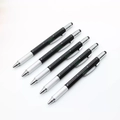 Penna multifunzione 6 in 1 nera e argento con livella, righello e pennino capacitivo - Multifunzione 6 in 1 / Nero