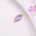 Golden marquise purple crystal pendant with double loops for DIY jewelry making - Crystal Purple