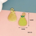 Detailed view of pear fruit charm showing size dimensions and golden textured back - Pear (16)