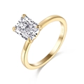 Bague luxueuse en argent S925 avec zircon rectangulaire et finition dorée élégante - US 5 / Doré
