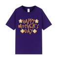 Purple Mother's Day T-shirt with HAPPY MOTHER'S DAY text and colorful floral print - Purple (Sunflower)