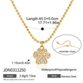 Gold stainless steel ball chain necklace featuring a crystal cat paw pendant for women - Pave Paw Print Style (JDN0311250)