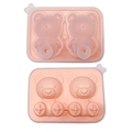 Pink silicone teddy bear ice cube mold with two-piece BPA-free press design - 2-Cavity Bear (Peach Pink)