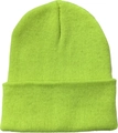 Berretto in maglia a coste verde neon con risvolto per un caldo stile invernale trendy - Taglia unica(56-58cm) / Verde Erba