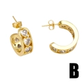 Gold-plated C-shaped heart earrings with sparkling cubic zirconia on white background - Style B-Heart Zirconia C-Shaped Hoops