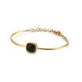 Elegant 18k gold-plated stainless steel bracelet featuring a square black zircon stone - Black Zirconia (KB120110-KHY)