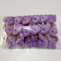 Bulk pack of purple plush bear charms with silk ribbons in transparent packaging - Purple