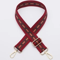 Adjustable burgundy shoulder strap with green geometric pattern and gold buckles - No.313 Wine Red Chain - Gold Hook