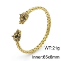 Bracciale vichingo con testa di lupo in acciaio dorato vintage diametro interno 65mm - Oro Annerito (KB149389-KJX)