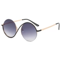 Fashionable round metal glasses with purple gradient lenses and rose gold frames - Black Gold Frame Gradient Gray