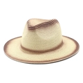 Dettaglio del cappello in paglia di carta con sfumatura beige e marrone e trama intrecciata - M (56-58cm) / Beige + Caffè