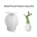 Molde de jarrón blanco con relieve floral para resina DIY, con texturas de flores mate - Molde de Jarrón Estilo #1 con Relieve