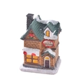 Miniature resin Christmas village ice cream shop with faux snow and LED lighting details - Ice Cream Shop Theme Snow Cottage (Style I)