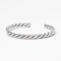 Geflochtenes offenes Armband aus poliertem Edelstahl in eleganter Silberoptik - Silber Gedrehtes Seil Stil (PAS986)