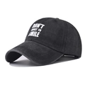 Gorra de béisbol de algodón lavado con bordado Don't Forget to Smile de estilo vintage - Ajustable / Negro