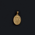 18K gold plated St. Michael coin pendant in an oval shape with vintage embossed detail - M02 (St. Michael Portrait Oval)