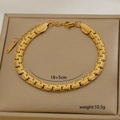 Detailed macro view of 18K gold plated titanium steel chain bracelet on jewelry box - Chunky Chain (C-1-13)