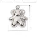 Detailed view of silver bear charm pendant in stainless steel with exact measurements - Silver Smooth Bear (VG065)
