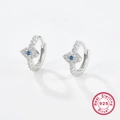 S925 Sterling Silber Böser Blick Ohrringe mit blauen Kristallen und Zirkonia Besatz - Einheitsgröße / Böses Auge Creolen-Silber