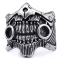 Vintage stainless steel cowboy skull ring with dark punk mask style for men - US 7 / Steel Color (14407)