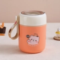 Pink Ins-style 304 stainless steel insulated soup jar with cute bear and beaver cartoons - 450ml / 450ml Polar Bear Stainless Steel Soup Cup Pink
