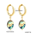 Golden oval abalone shell butterfly earrings with stainless steel hoop clasp and charm - Oval Butterfly Pendant
