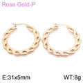 Twisted rope hoop earrings in rose gold finish with 31x5mm size for women - Rose Gold (KE105512-KFC)