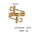 18k gold plated stainless steel Ankh cross open ring with sizing dimensions shown - Gold