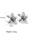 Silver flower earrings in 18k gold plated steel with dimensions 28.2mm by 30mm - Silver (TE6975-S)