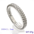 Classic silver-tone stainless steel dragon bone weave bracelet with flat buckle, 11.5mm width - 18cm Steel Color