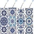 Segnalibri fai-da-te pittura diamante con motivi mandala blu e nappe in pelle PU - Stile Mandala Blu e Bianco (SQ-132) / Set di 4