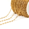 4.5mm embossed lip chain in 18k gold plated stainless steel on a white spool - 4.5mm Width Lip Chain Bowknot Sunflower Embossed / Gold