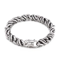 Bracelet torsadé pour homme en acier inoxydable 316L argenté sur fond blanc immaculé - Argent (KB150323-KJX)