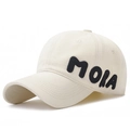 Cappellino da baseball crema con ricamo MOIA 3D nero in cotone traspirante di alta qualità - Regolabile / Beige Chiaro