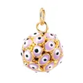 Sphärischer Evil Eye Anhänger in Gold mit lavendelfarbenen und weißen Emaille-Mustern - M93 Helllila Kugelhänger / Hellviolett