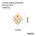 Détail montrant les dimensions du pendentif cœur en cuivre plaqué or avec zircons cubiques - P00856-Micro Pavé Zircone Coeur Or