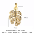 Golden leaf pendant in copper and cubic zirconia with clear stones and measurements - Gold Leaf (VB787-2)