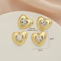 Golden heart pendants with clear crystals and 2.5mm inner ring for jewelry making - 793# Gold - White Zirconia