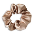 Elegant champagne satin silk scrunchie with a metallic shine for a premium hair look - Rose Gold