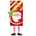 Weihnachtsbanner mit Weihnachtsmann und Weihnachtsbaum Motiv sowie Merry Christmas Schrift - Roter Weihnachtsmann-Stil