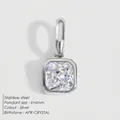 Quadratischer Geburtsstein-Anhänger aus silbernem Edelstahl für DIY-Schmuck - April Weiß-Silber