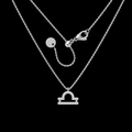 Titanium steel Libra zodiac necklace with sparkling zircon pavé in a silver finish - Libra / Silver
