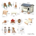 Wooden camping toy set with dimensions of camper van, furniture, and figures for toddlers - Camper Van