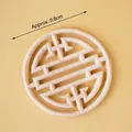 Traditional hollow wood carving with Shou character pattern diameter approx 9.8cm - Solid Rubberwood Chinese Round Ornament Large