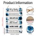 Set of 6 rustic wooden sunflower signs with inspirational quotes and dimensional specs - Blue Floral Style (M80377BQ)