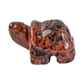 Red and black carved stone turtle figurine with natural gemstone texture and glossy finish - Mahogany Obsidian / S