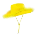 Yellow western cowboy hat with fluffy faux fur trim and adjustable chin strap - Yellow Cowboy Hat With Fringe
