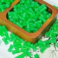 DIY jewelry 6x12mm green faux jade bamboo-shaped glass beads in a wooden tray - Apple Green (J8#)