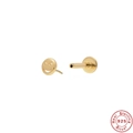 Golden S925 sterling silver smiley face flat back stud earring for cartilage piercing - Gold #12
